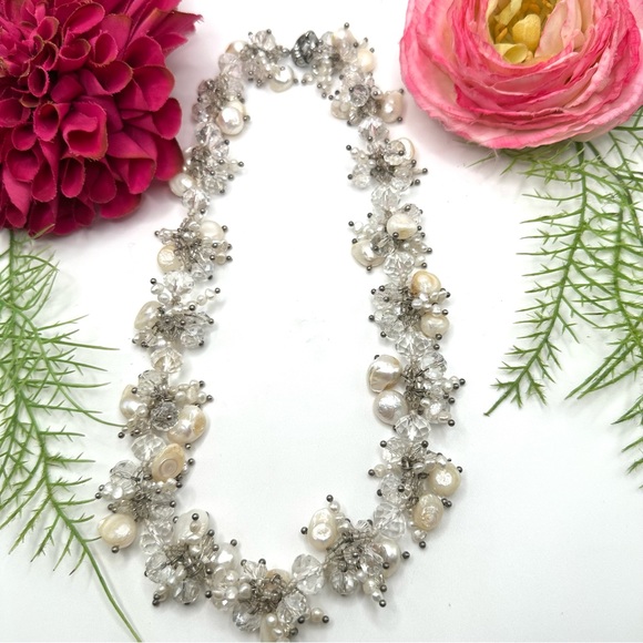 Jewelry - NEW⚜️Baroque Freshwater Pearl & Crystal Beaded CUSTOM MADE Necklace